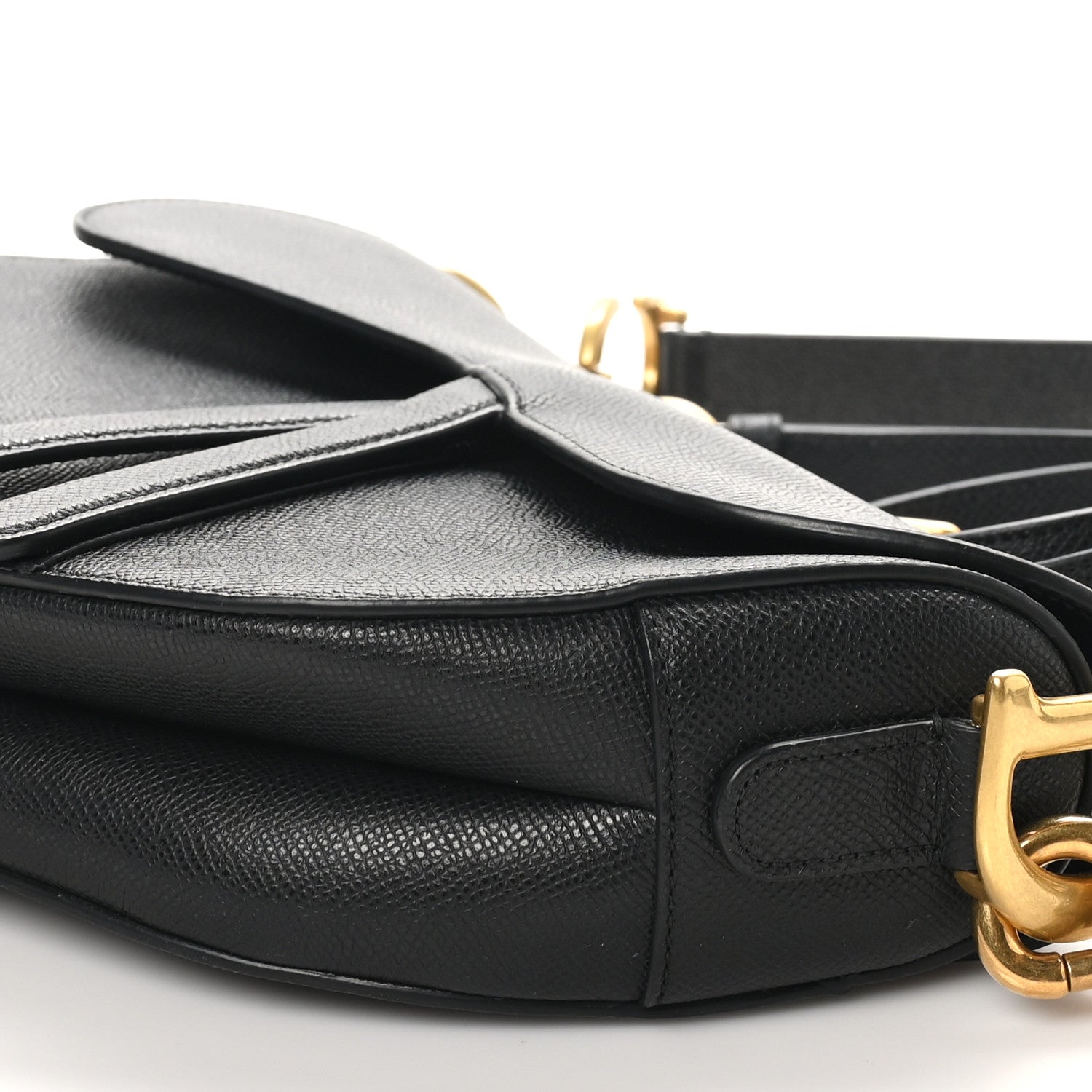 Christian Dior Grained Calfskin Saddle Bag With Strap Black 10 of 10