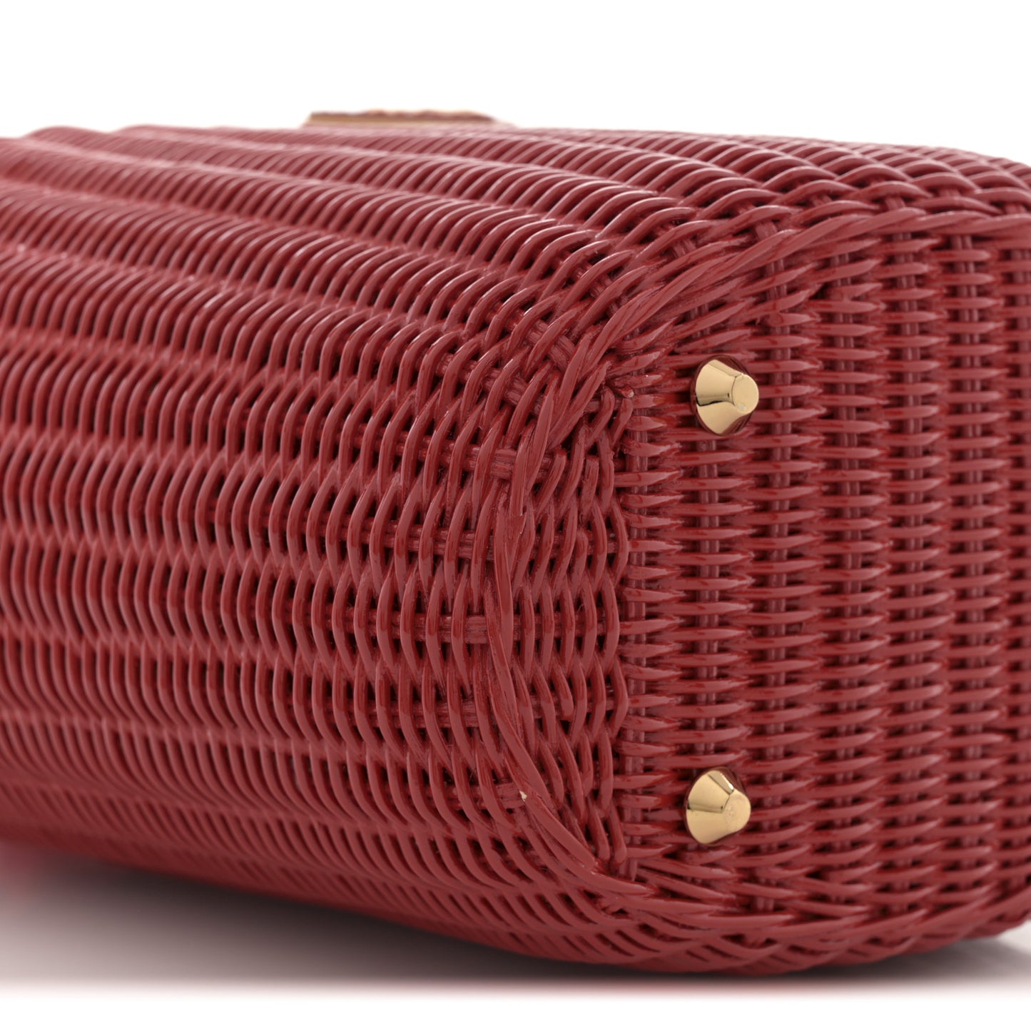 Wicker Canvas Shoulder Bag Rosso