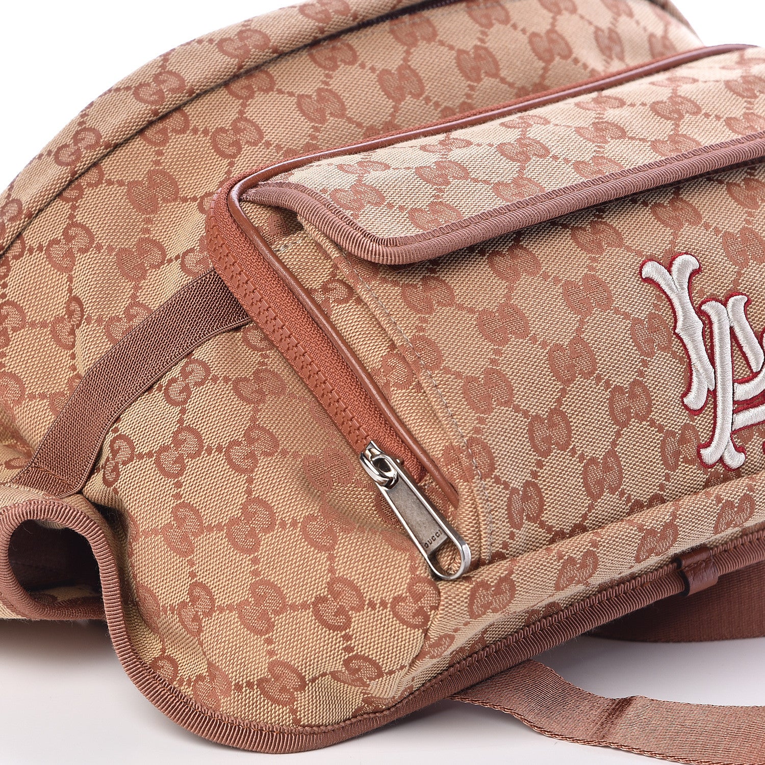 Gucci X MLB GG Monogram LA Dodgers Convertible Belt Bag Beige Ruggine Ivory 9 of 10