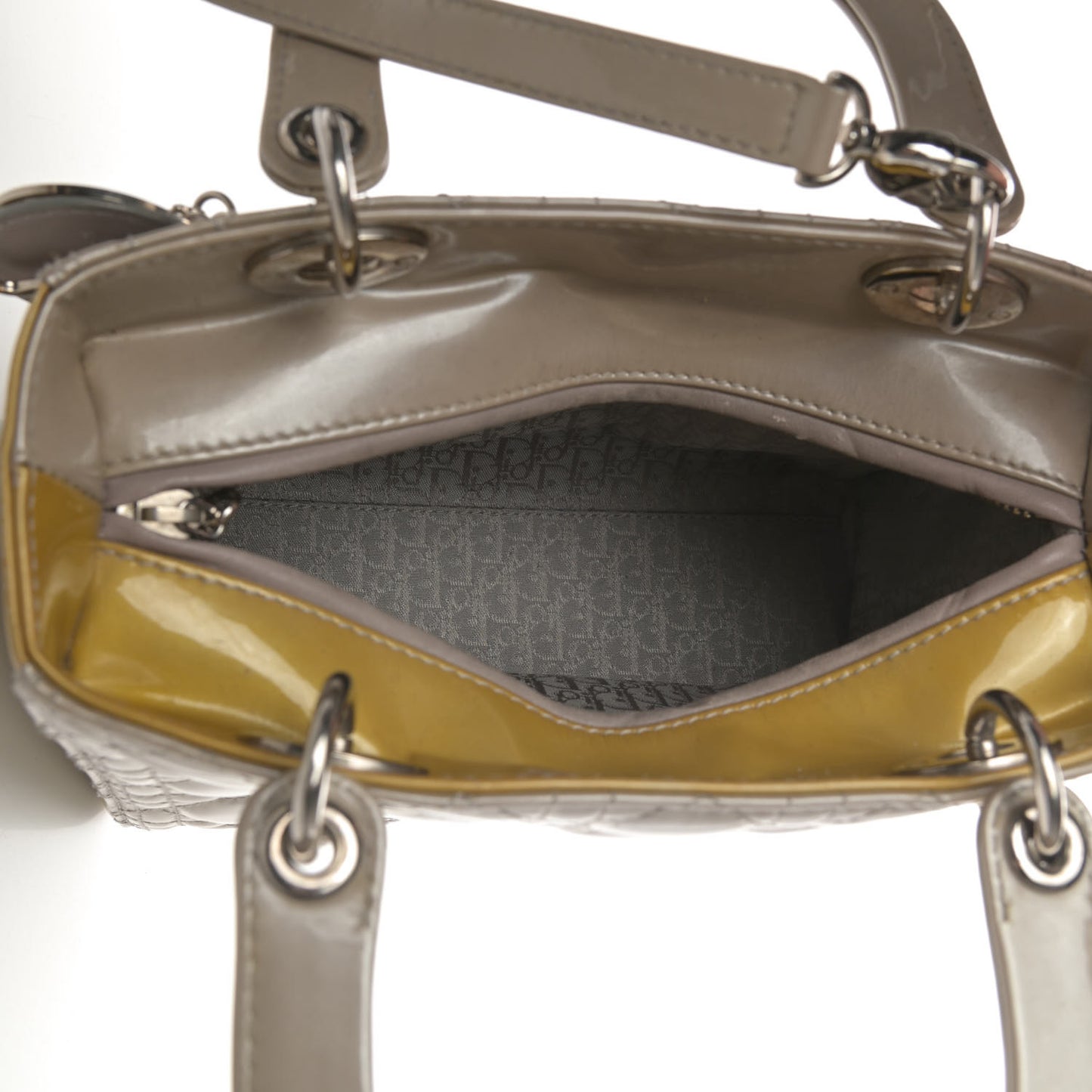 Patent Cannage Medium Lady Dior Beige