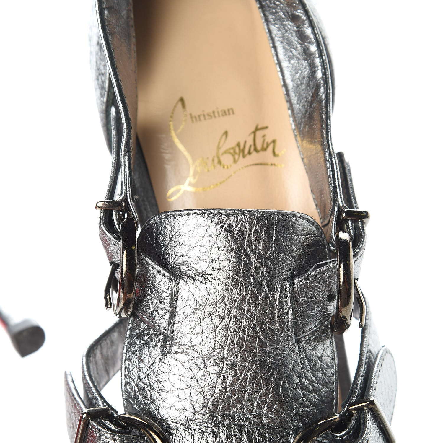 Christian Louboutin Metallic Calfskin Lima 120 Platform Sandal 39 Grey 10 of 14