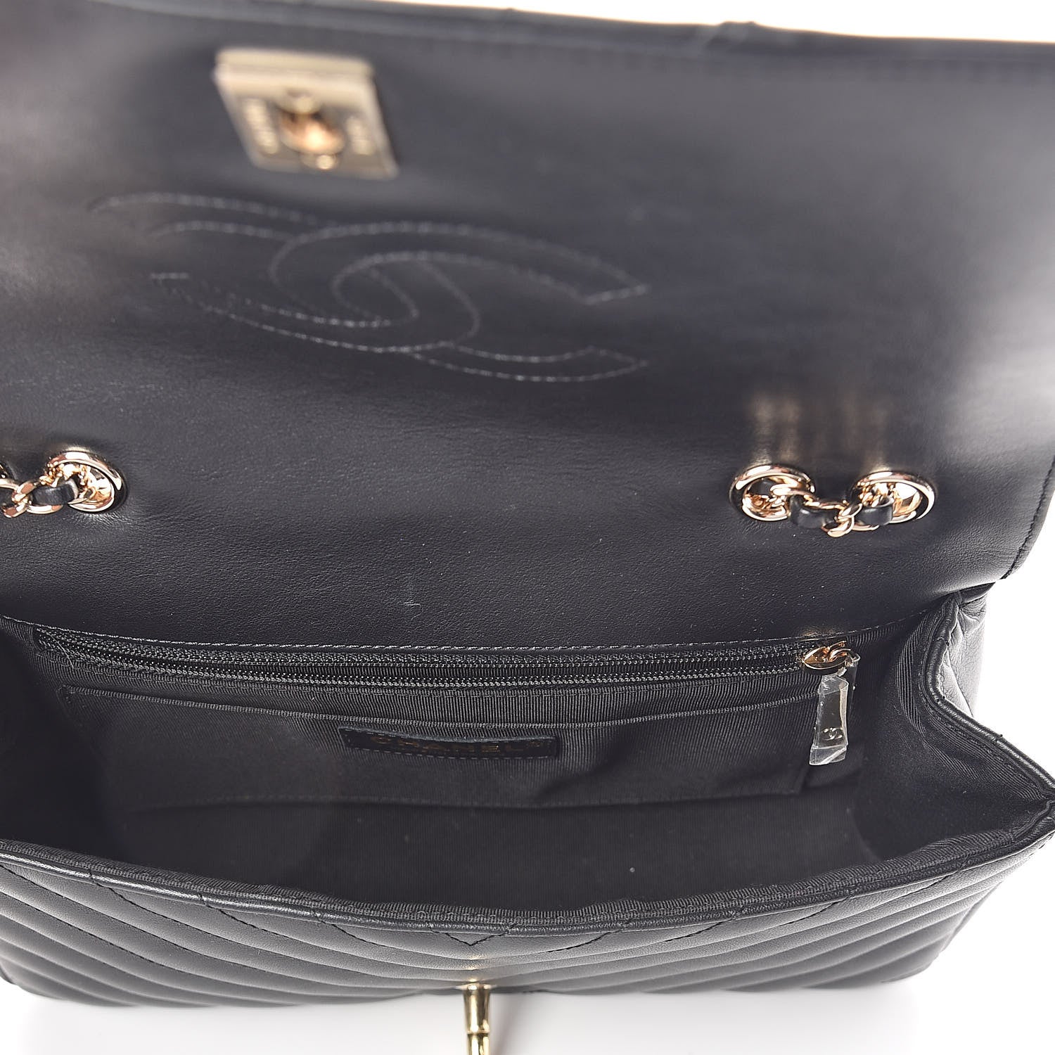 Chanel Calfskin Chevron Quilted Statement Flap Black 5 of 11
