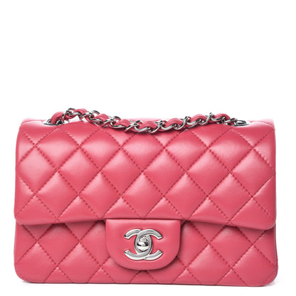 Chanel Lambskin Quilted Mini Rectangular Flap Dark Pink 1 of 10