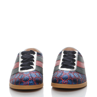 Gucci Lurex Calfskin Web GG Monogram Womens Falacer Sneakers 41 Iridescent Blue Iridescent Red Silver 2 of 12
