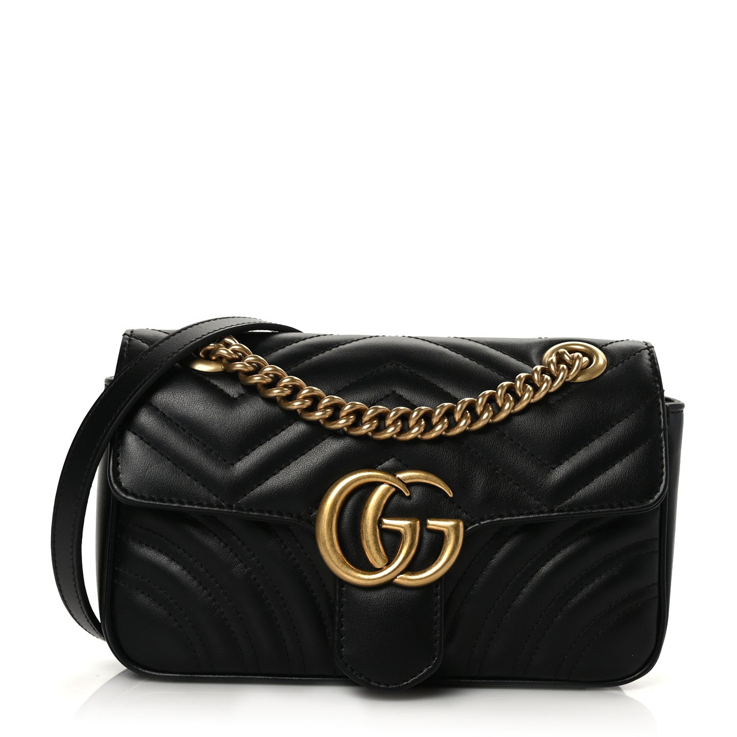Calfskin Matelasse Mini GG Marmont Shoulder Bag Black
