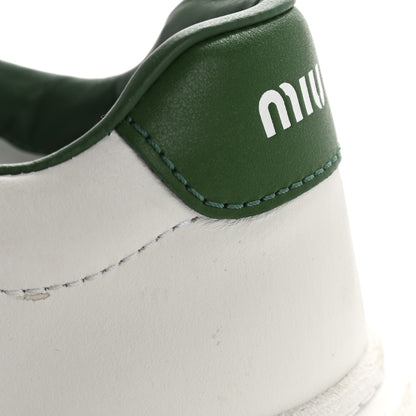 Miu Miu Calfskin Womens Low Top Sneakers 36.5 White Green 10 of 11