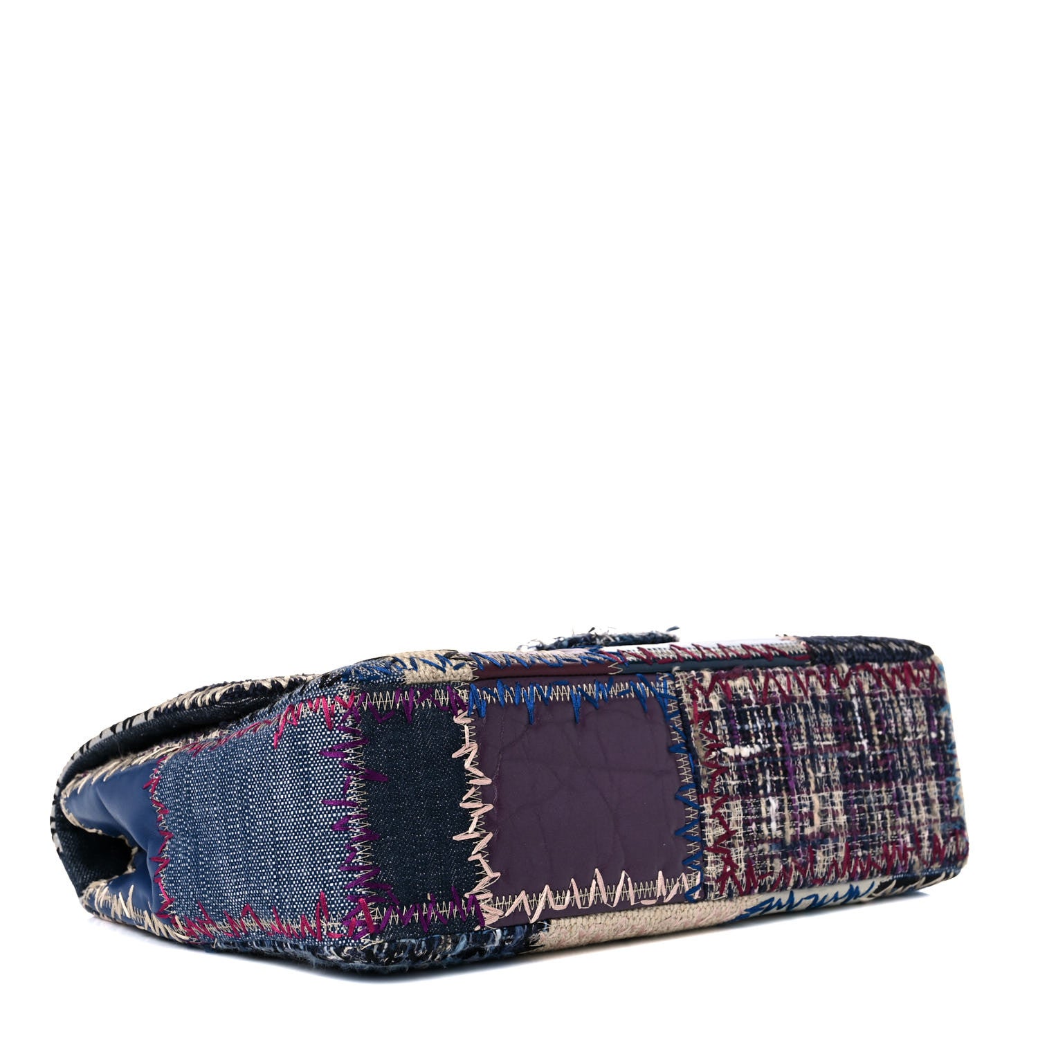 Chanel Denim Tweed Patchwork Jumbo Single Flap Multicolor 4 of 11