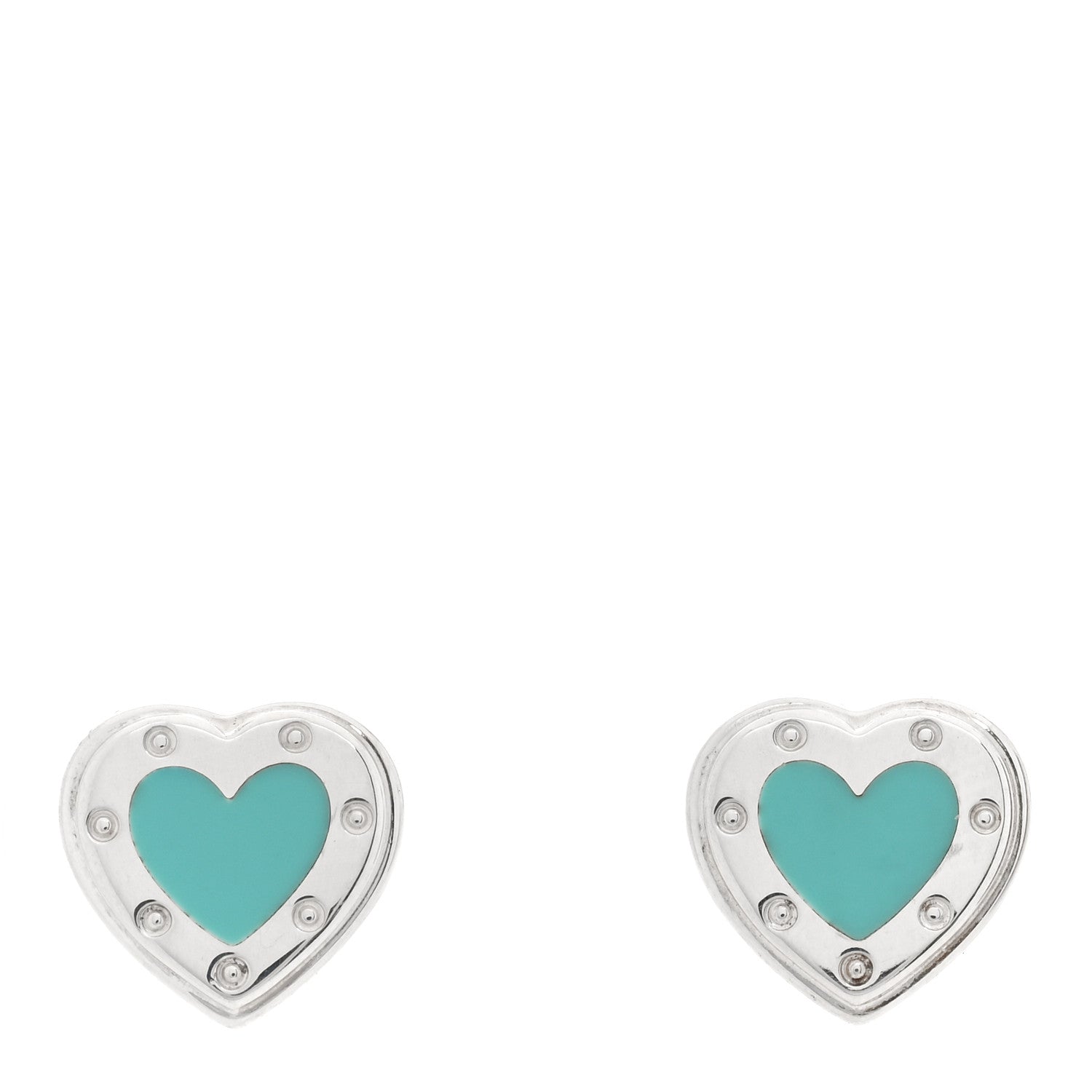 Tiffany Sterling Silver Enamel Mini Return to Tiffany Love Heart Earrings Blue 1 of 5