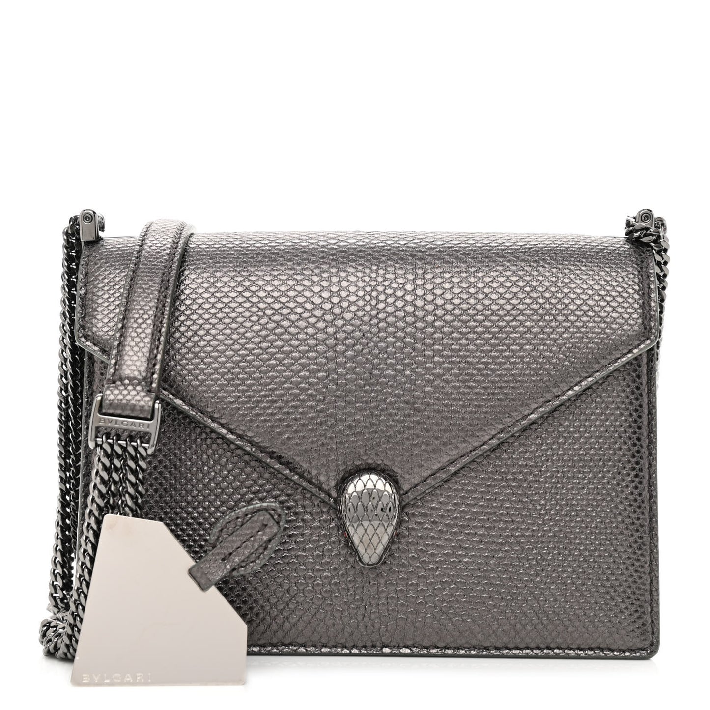 Metallic Karung Serpenti Forever Shoulder Bag Silver