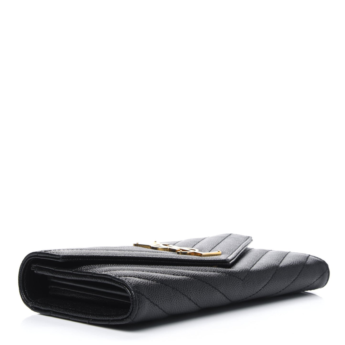 Grain De Poudre Matelasse Chevron Monogram Flap Wallet Black