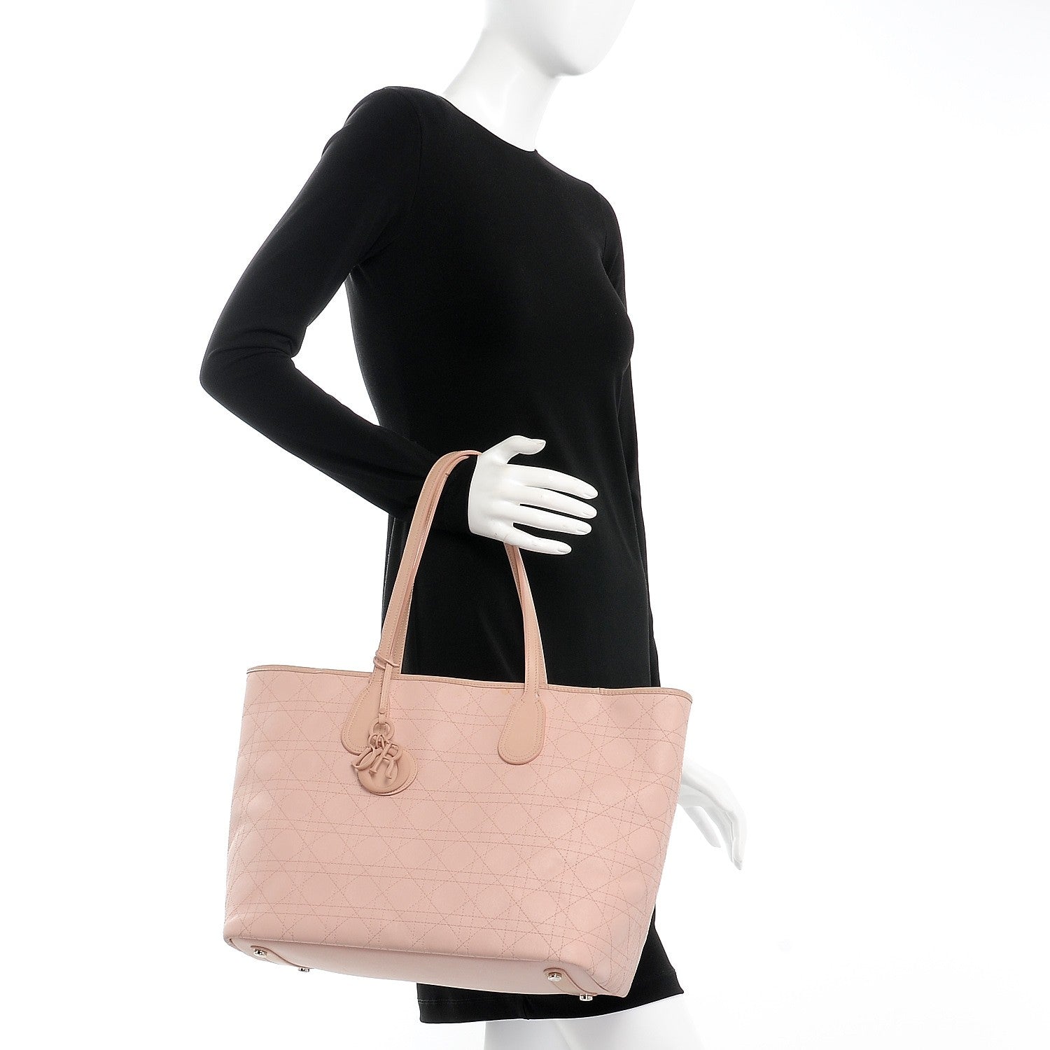 Christian Dior Coated Canvas Cannage Panarea Shopping Tote Rosato 2 of 17