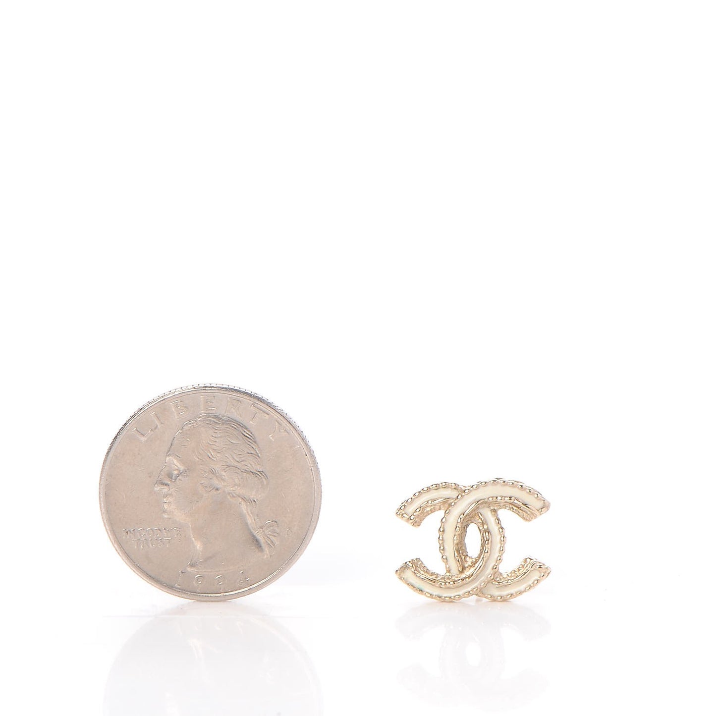 Enamel CC Earrings Ivory Gold