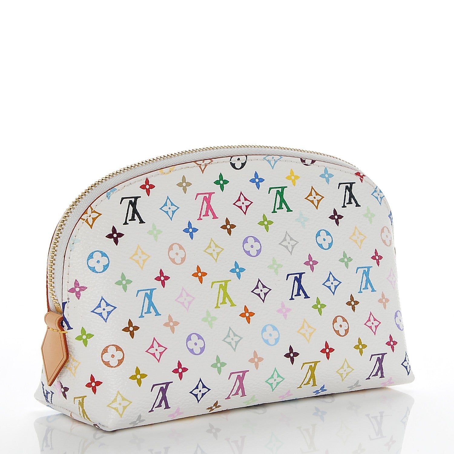 Louis Vuitton Monogram Multicolor Cosmetic Pouch White Litchi 3 of 6
