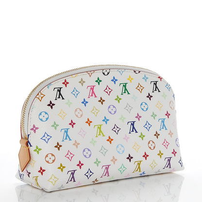 Louis Vuitton Monogram Multicolor Cosmetic Pouch White Litchi 3 of 6