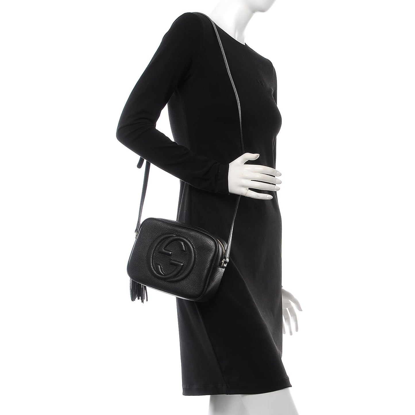 Pebbled Calfskin Small Soho Disco Bag Black