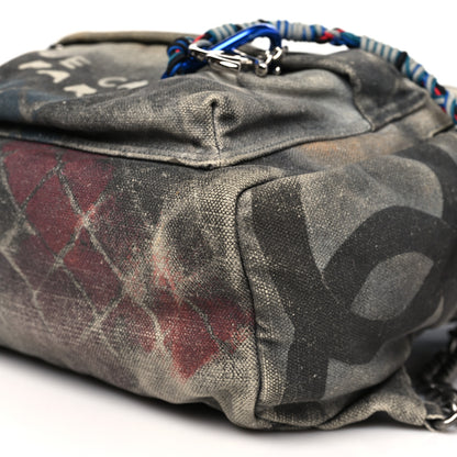 Chanel Graffiti Printed Canvas Medium Backpack Black 10 of 12