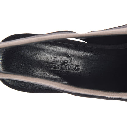 Hermes Suede Goatskin Tina Pumps 36 Black Multicolor 6 of 10