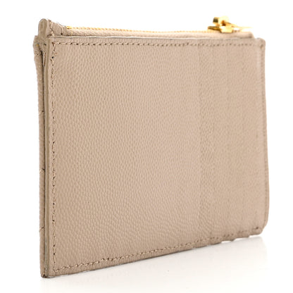 Saint Laurent Monogram Grain de Poudre 5 Fragments Zip Pouch Card Holder Dark Latte 3 of 7