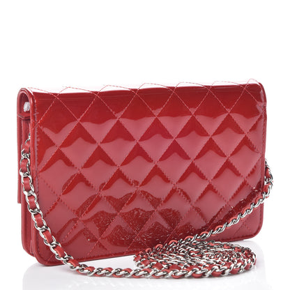 Chanel Patent Quilted Brilliant Wallet On Chain WOC Red 3 of 11