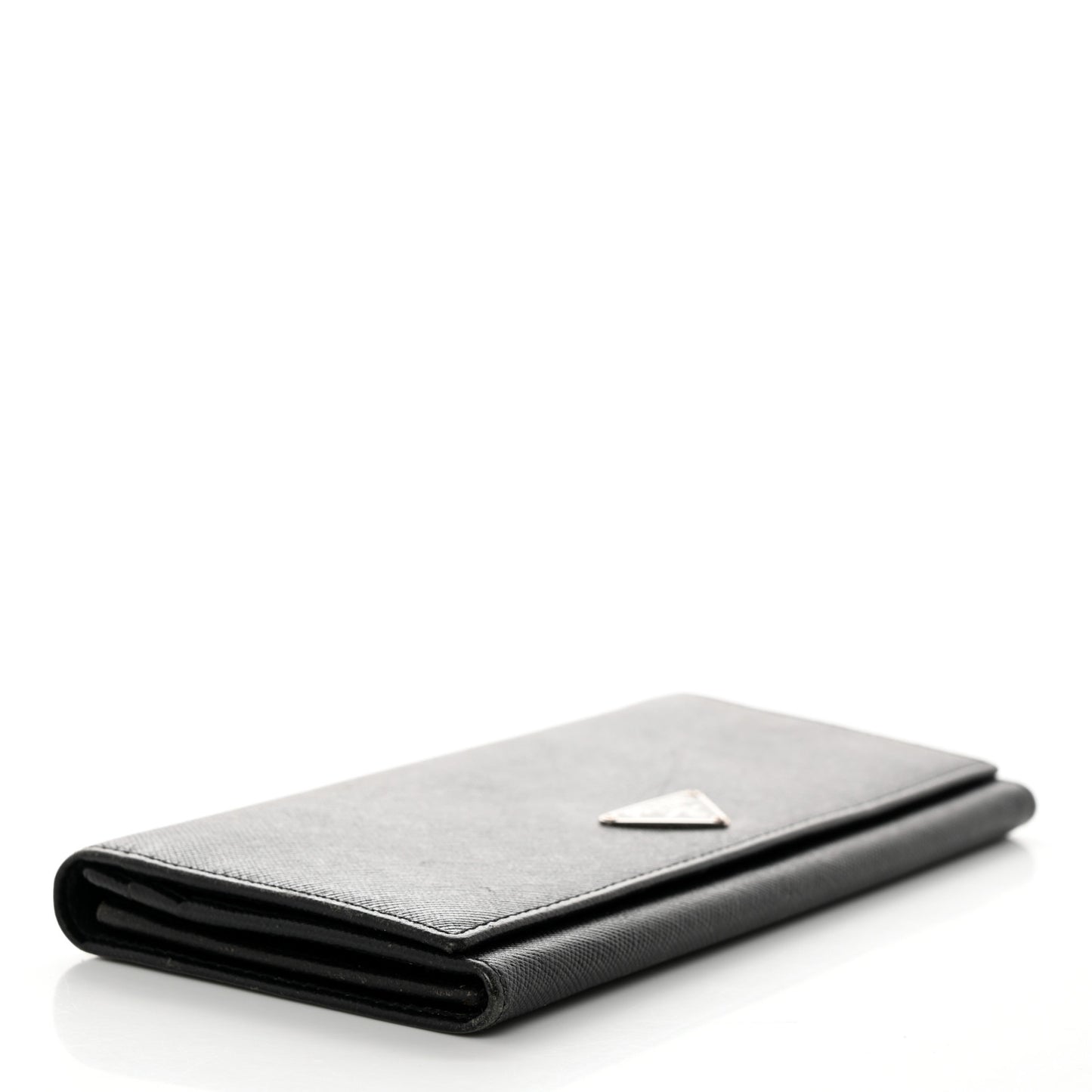 Saffiano Triangle Continental Flap Wallet Black