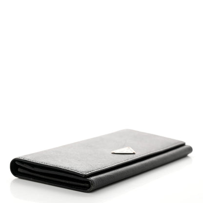 Prada Saffiano Triangle Continental Flap Wallet Black 4 of 8