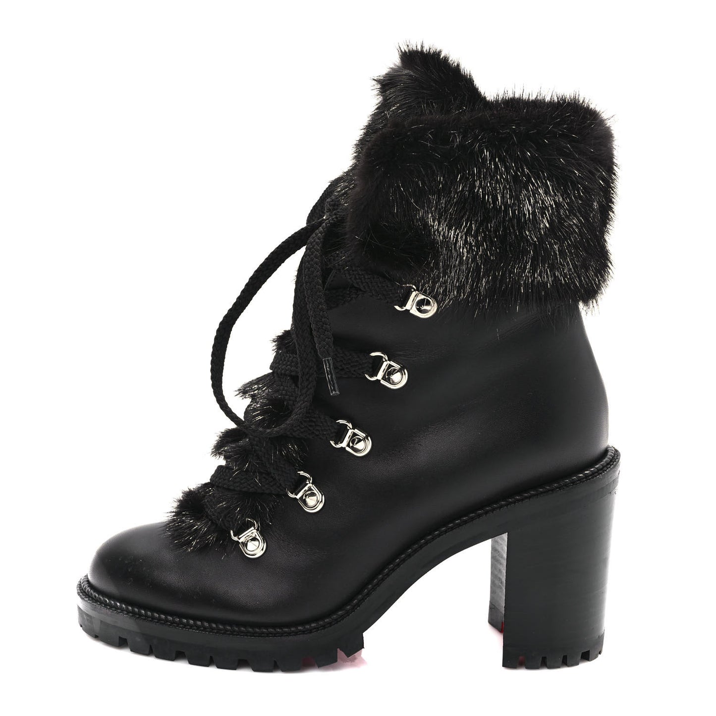 Nappa Fox Fur Fanny 70 Ankle Boots 37 Black