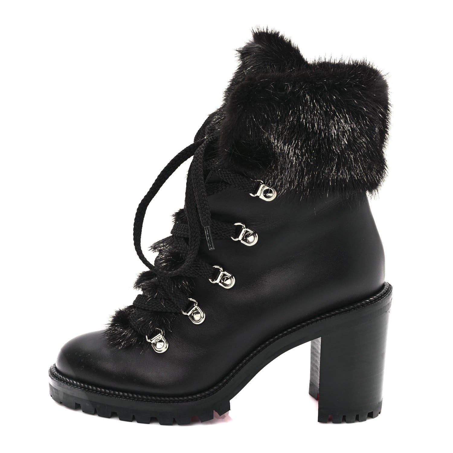 Christian Louboutin Nappa Fox Fur Fanny 70 Ankle Boots 37 Black 1 of 9