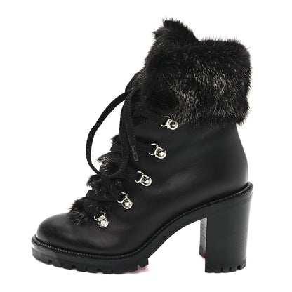 Christian Louboutin Nappa Fox Fur Fanny 70 Ankle Boots 37 Black 1 of 9