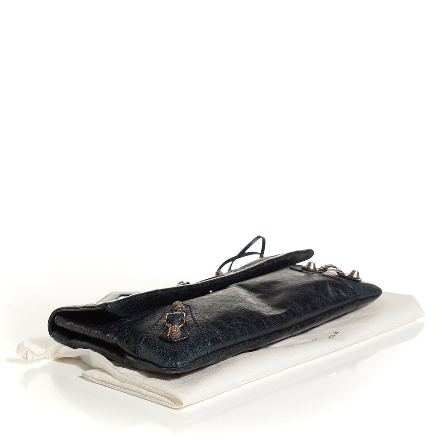 Agneau Giant 12 Gold Hardware Envelope Clutch Dark Night
