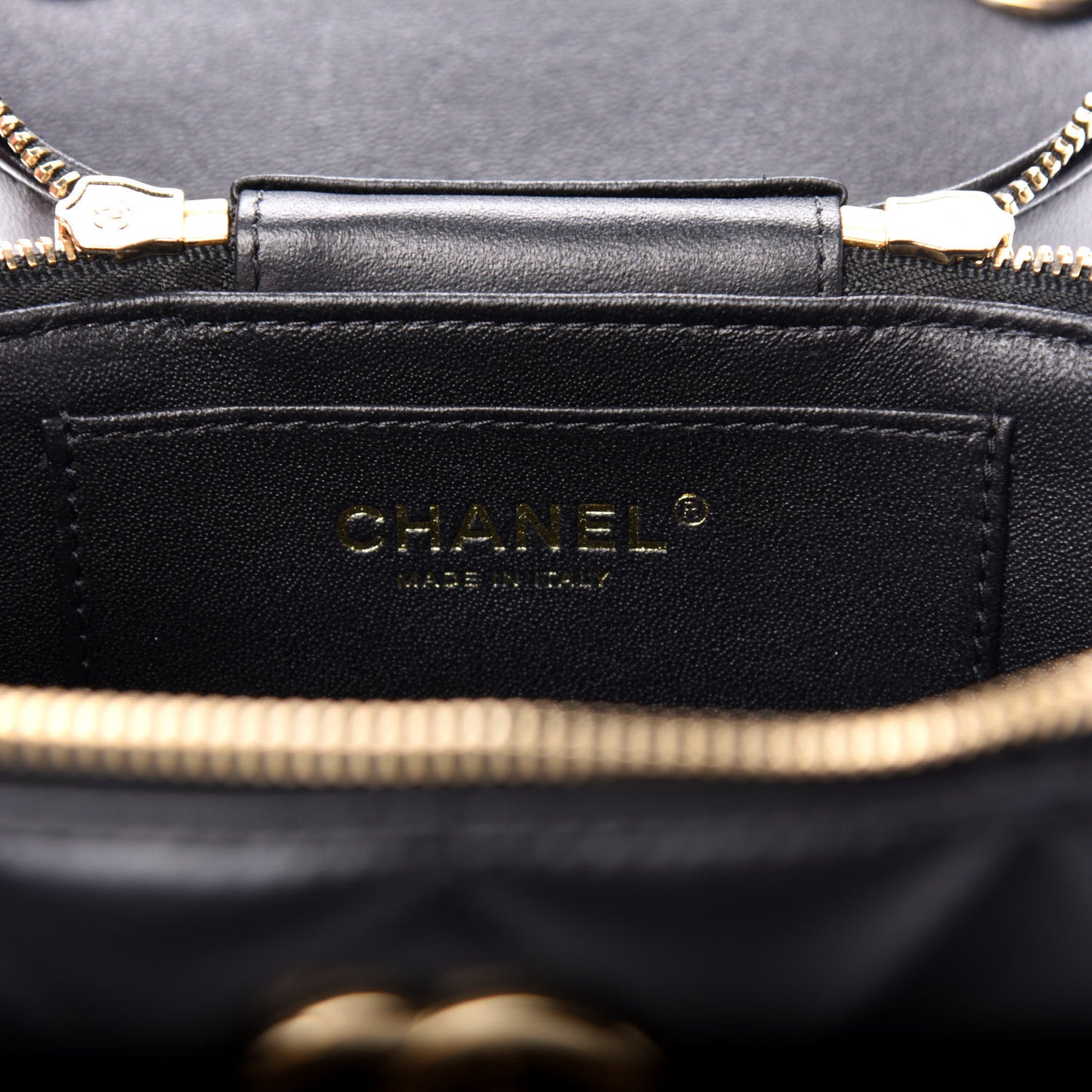 Lambskin Quilted Trendy Vanity Case Black