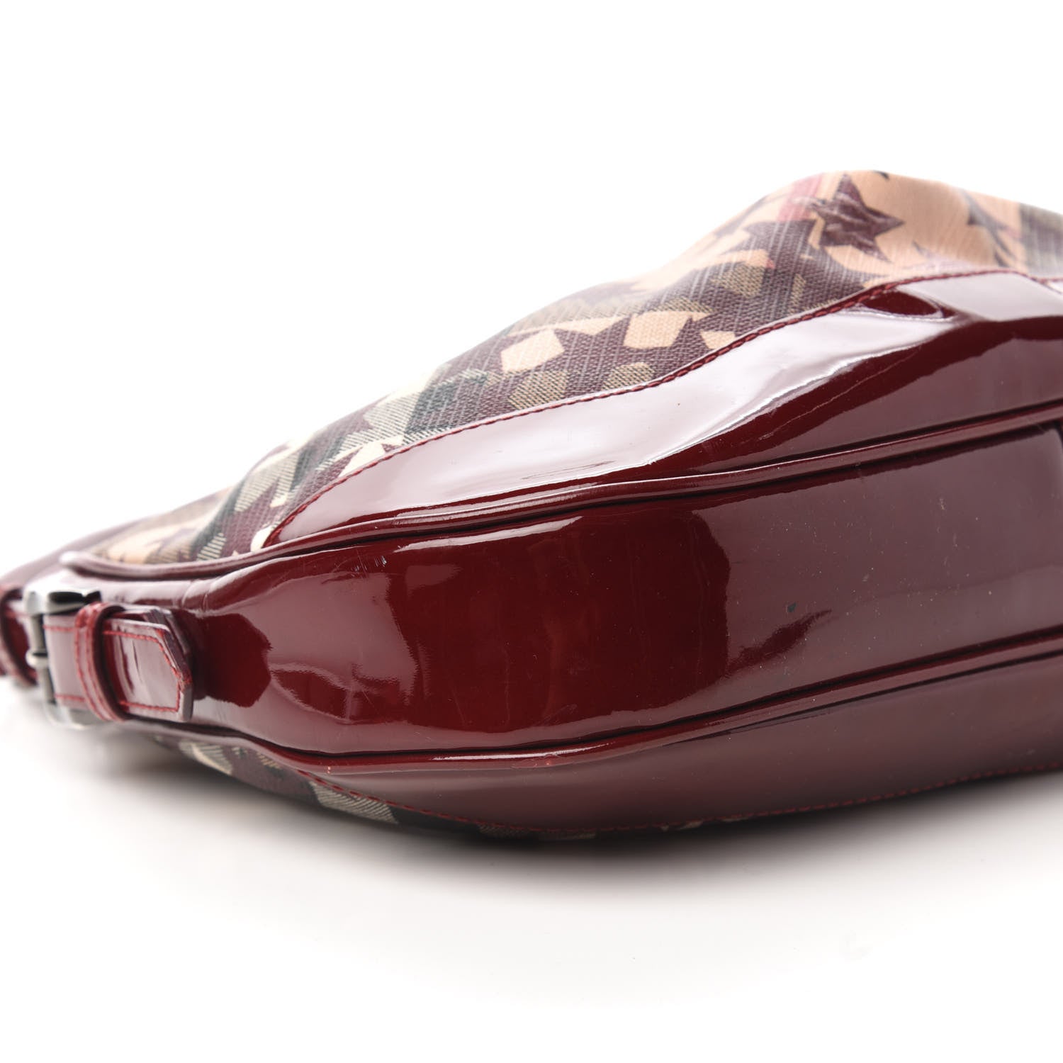 Burberry Patent Supernova Check Stars Small Hernville Hobo Berry Red 6 of 11