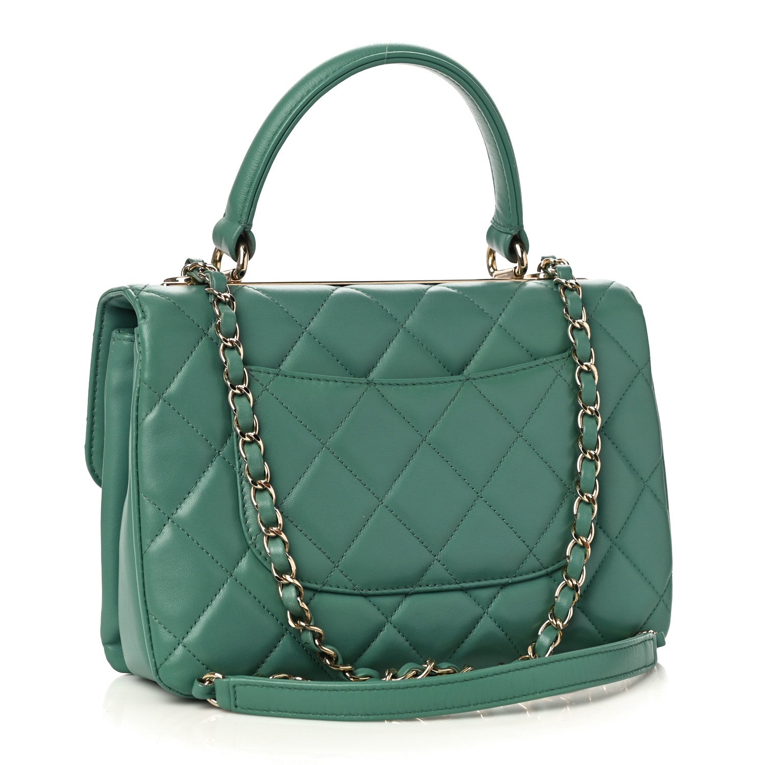 Chanel Lambskin Quilted Small Trendy CC Flap Dual Handle Bag Light Green 3 of 10