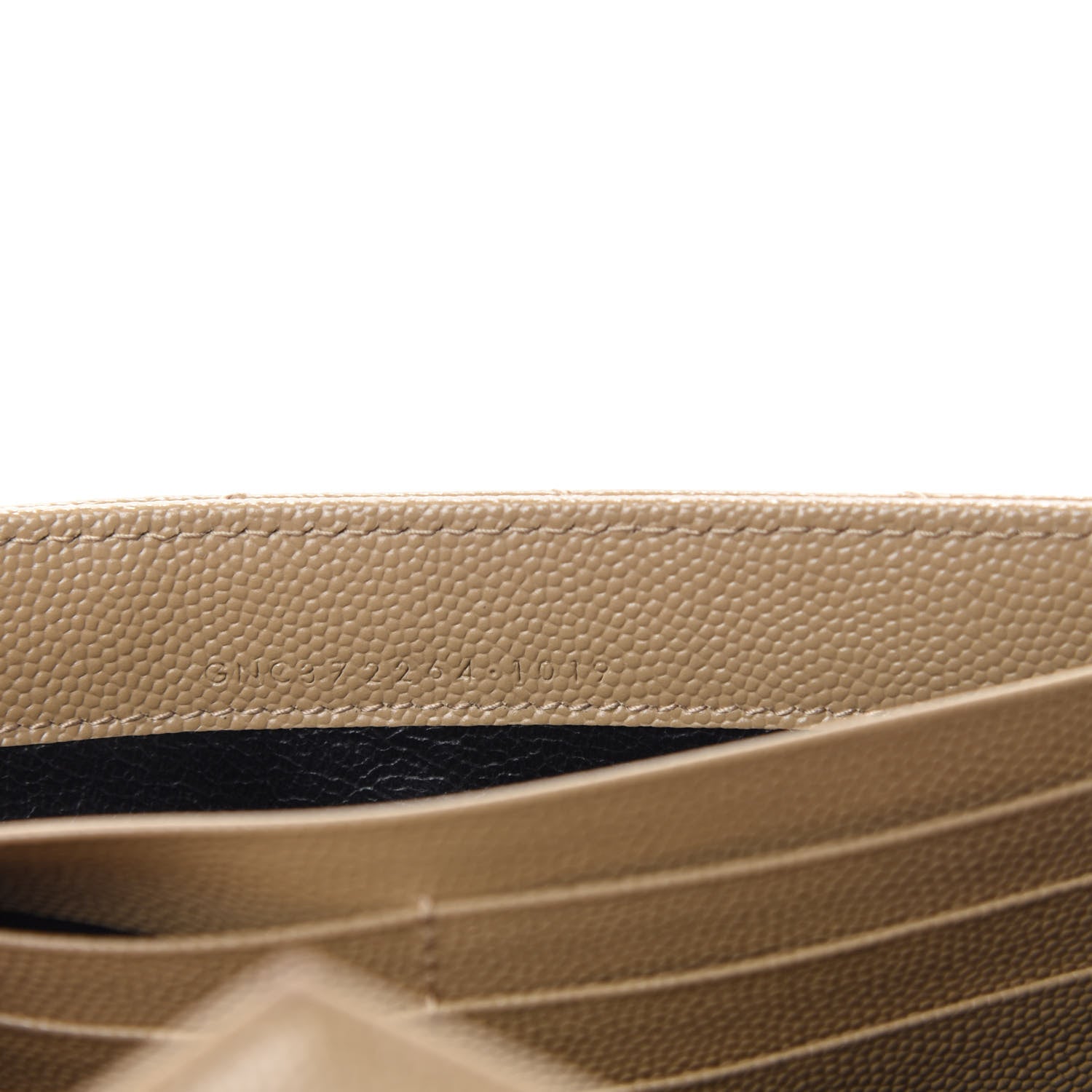 Saint Laurent Grain De Poudre Matelasse Chevron Monogram Flap Wallet Dark Beige 8 of 8