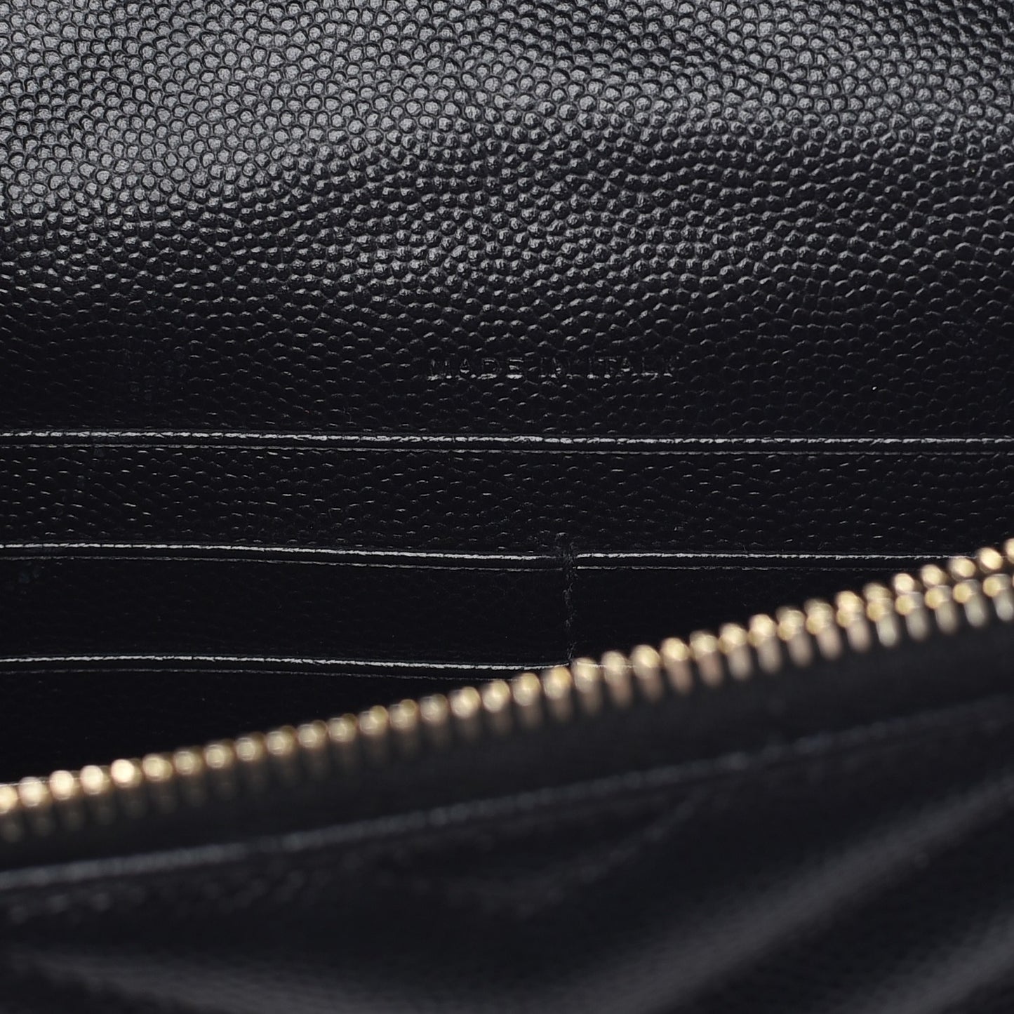 Grain De Poudre Matelasse Chevron Monogram Envelope Chain Wallet Black