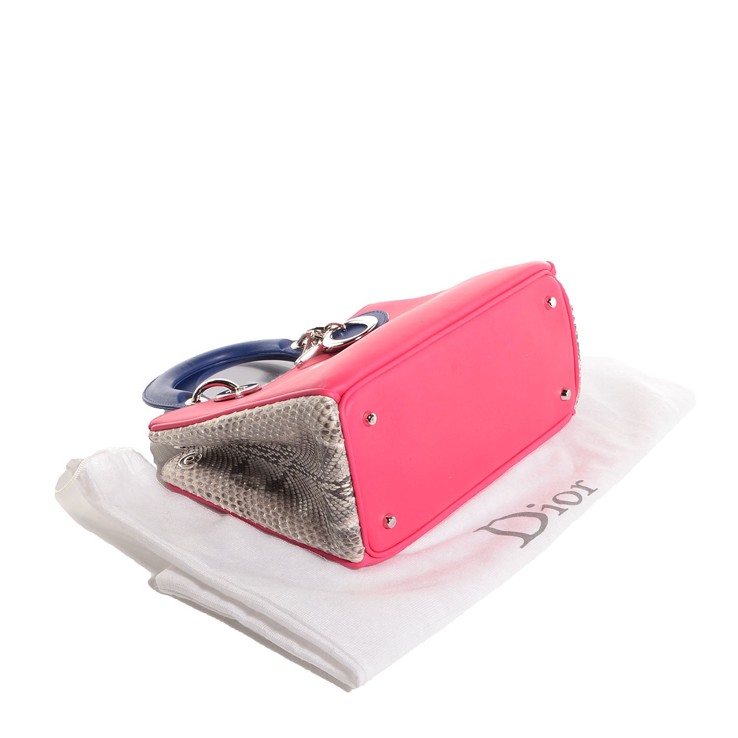 Christian Dior Calfskin Python Small Diorissimo Bag Fuchsia 4 of 9
