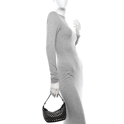 Prada Muflone Metal Studded Necessaire Shoulder Bag Black 2 of 12