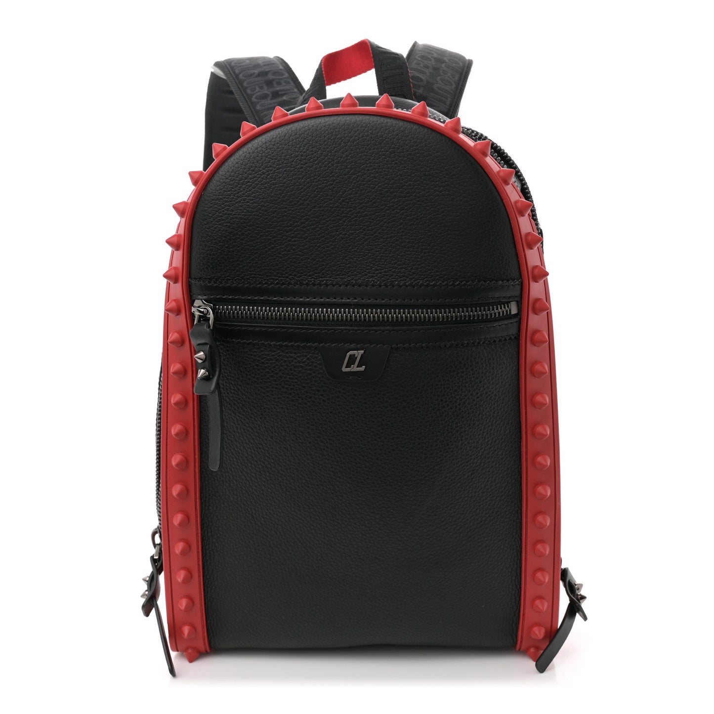 Calfskin Nylon Backparis Spiked Backpack Black