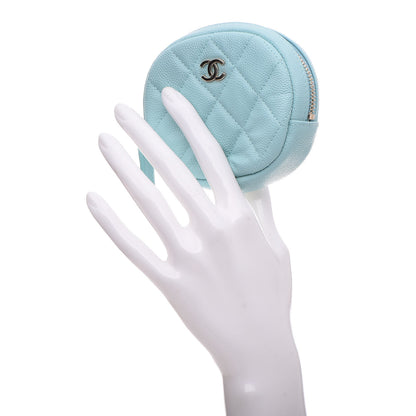 Chanel Caviar Quilted Zip Around Classic Coin Purse Light Blue 2 of 9