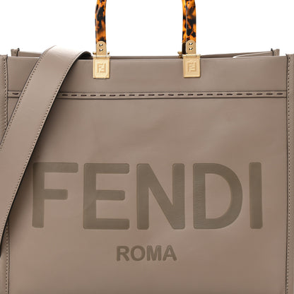 Fendi Vitello King Plexiglass Logo Embossed Medium Fendi Sunshine Shopper Tote Tortora 7 of 16