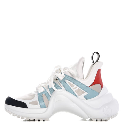 Louis Vuitton Calfskin Technical Nylon LV Archlight Sneakers 38 White Blue Gris 1 of 8