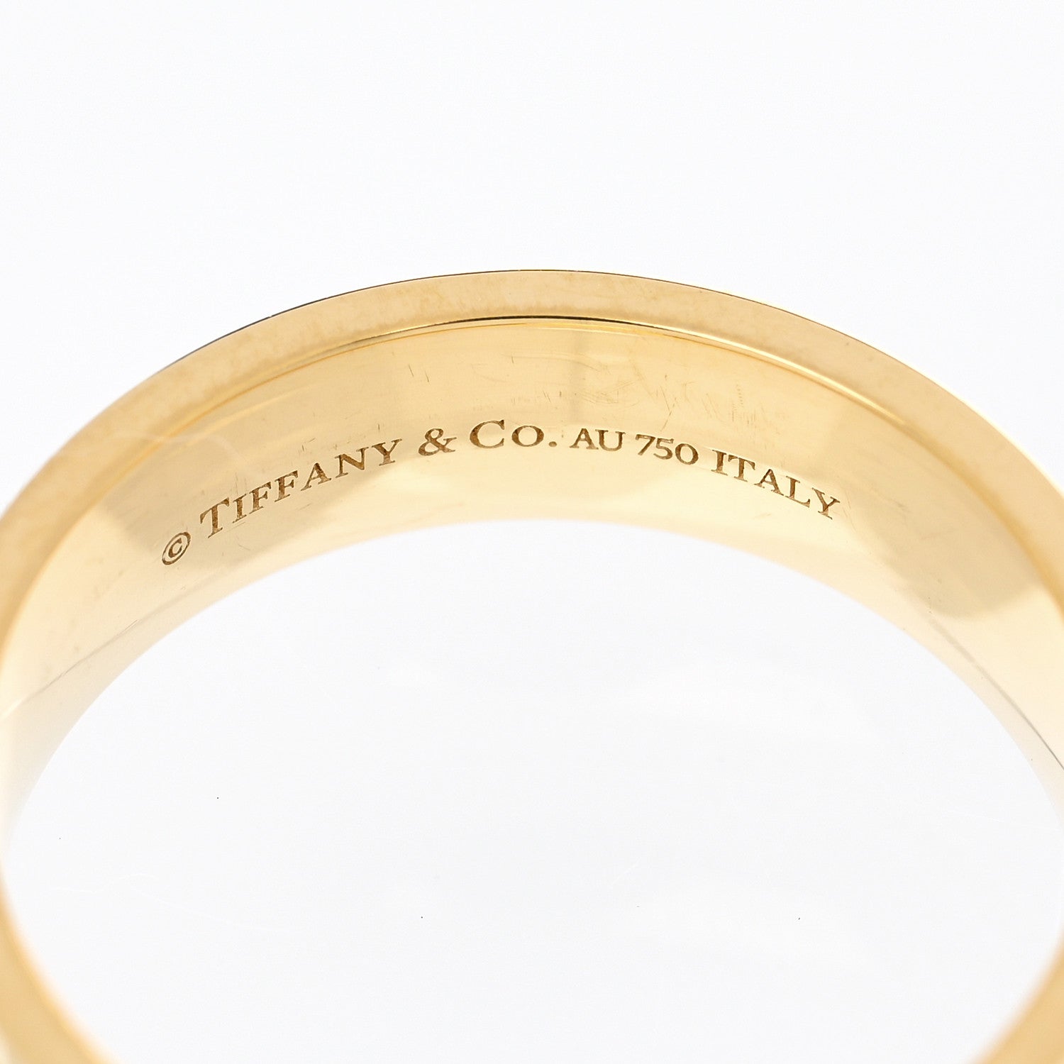 Tiffany 18K Yellow Gold Diamond Wide T Two Ring 54 7 4 of 5