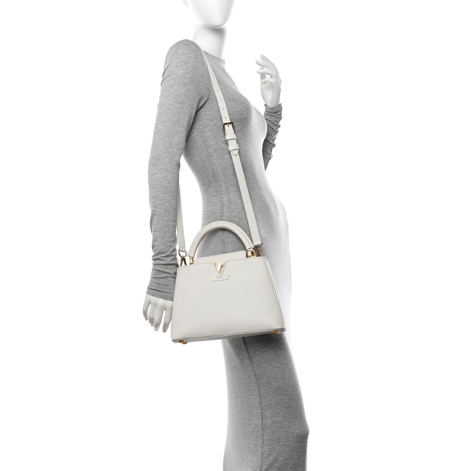 Louis Vuitton Taurillon Capucines BB Blanc Casse 2 of 10