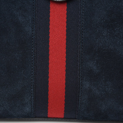 Gucci Suede Patent Dragon Embroidered Small Ophidia Dome Shoulder Bag Blue Multicolor Black 11 of 11
