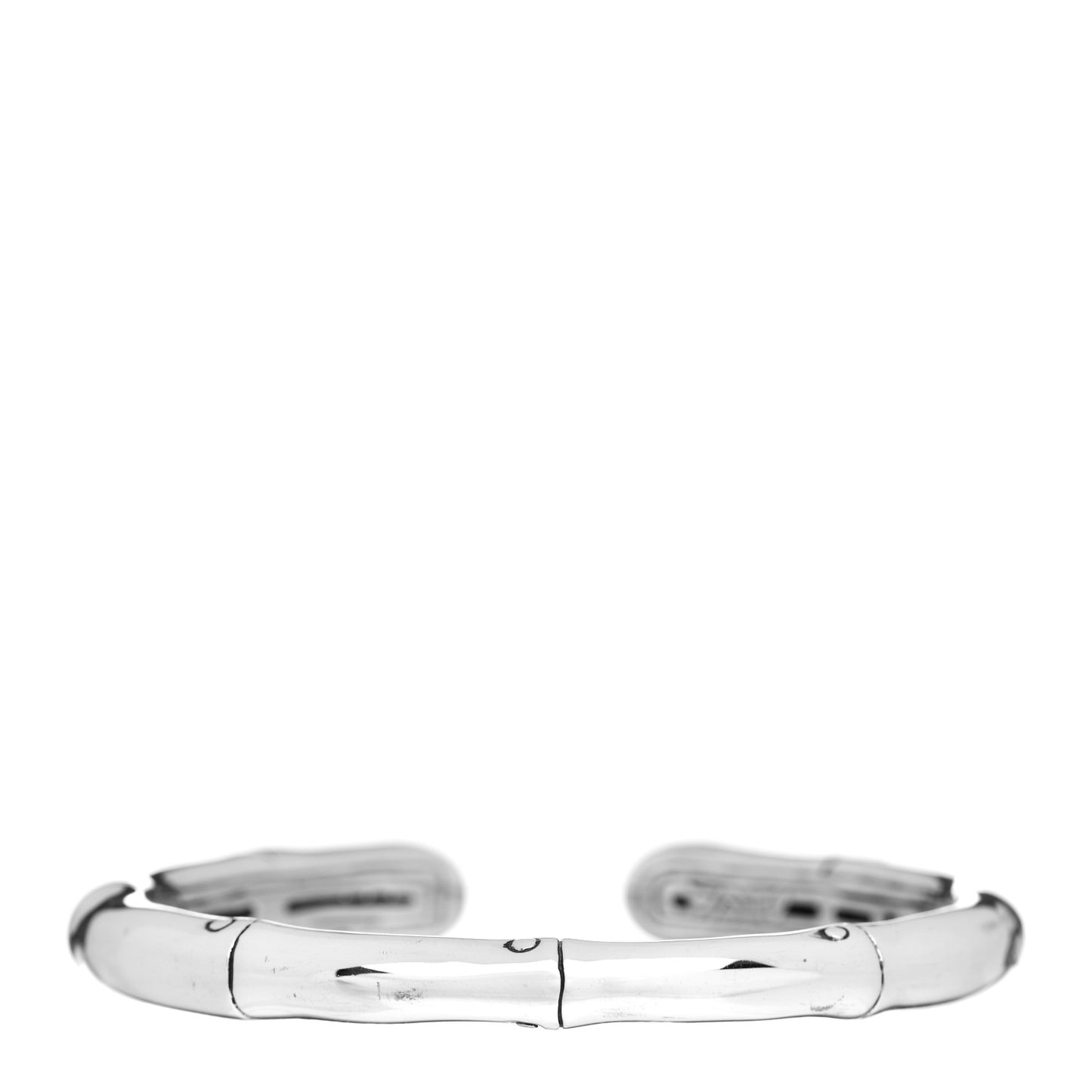 Sterling Silver White Sapphire Bamboo Kick Cuff Bracelet