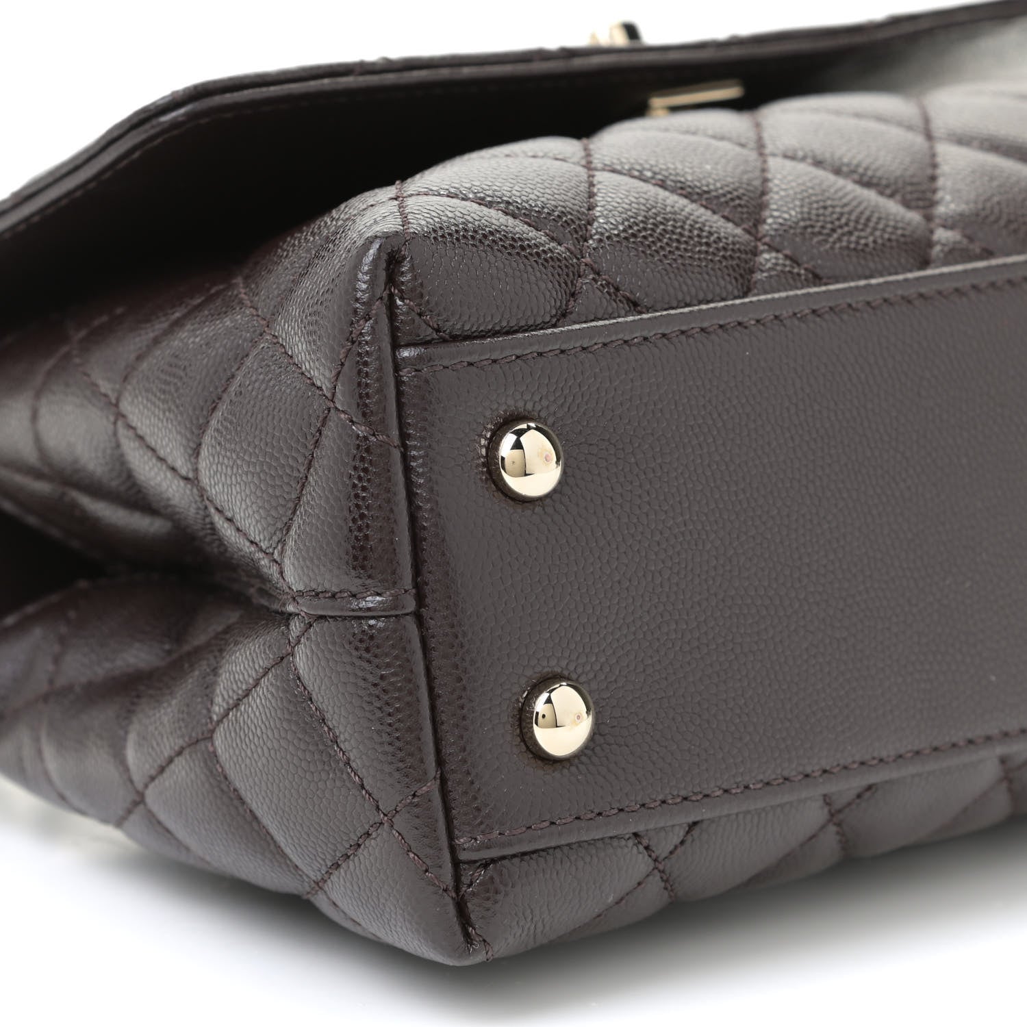 Chanel Caviar Quilted Mini Coco Handle Flap Dark Brown 5 of 11