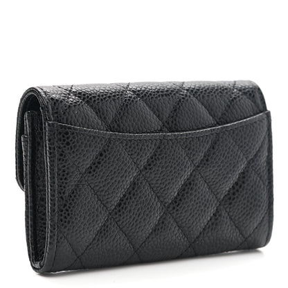 Chanel Caviar Quilted Flap Card Holder Wallet Black 2 of 9