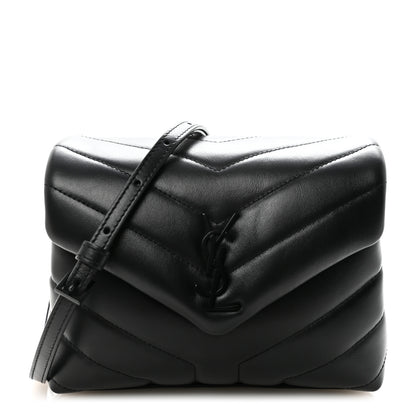 Saint Laurent Calfskin Y Quilted Monogram Monochrome Toy Loulou Crossbody Bag Black 1 of 9