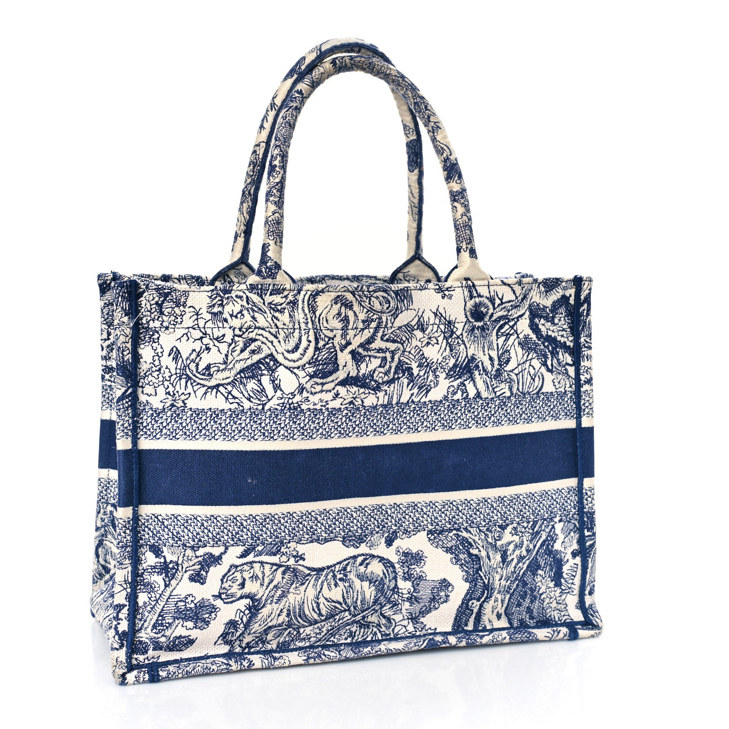 Christian Dior Canvas Embroidered Medium Dioriviera Toile De Jouy Book Tote Blue 3 of 9