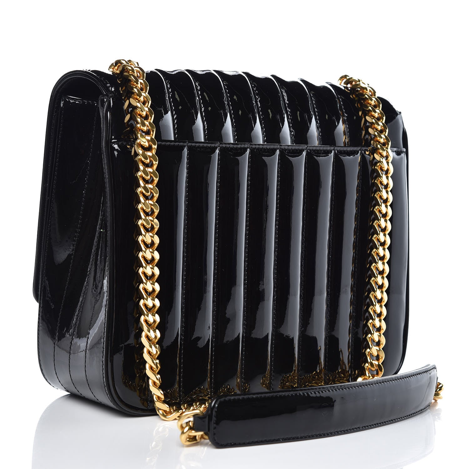 Saint Laurent Patent Matelasse Monogram Large Vicky Chain Bag Black 3 of 8