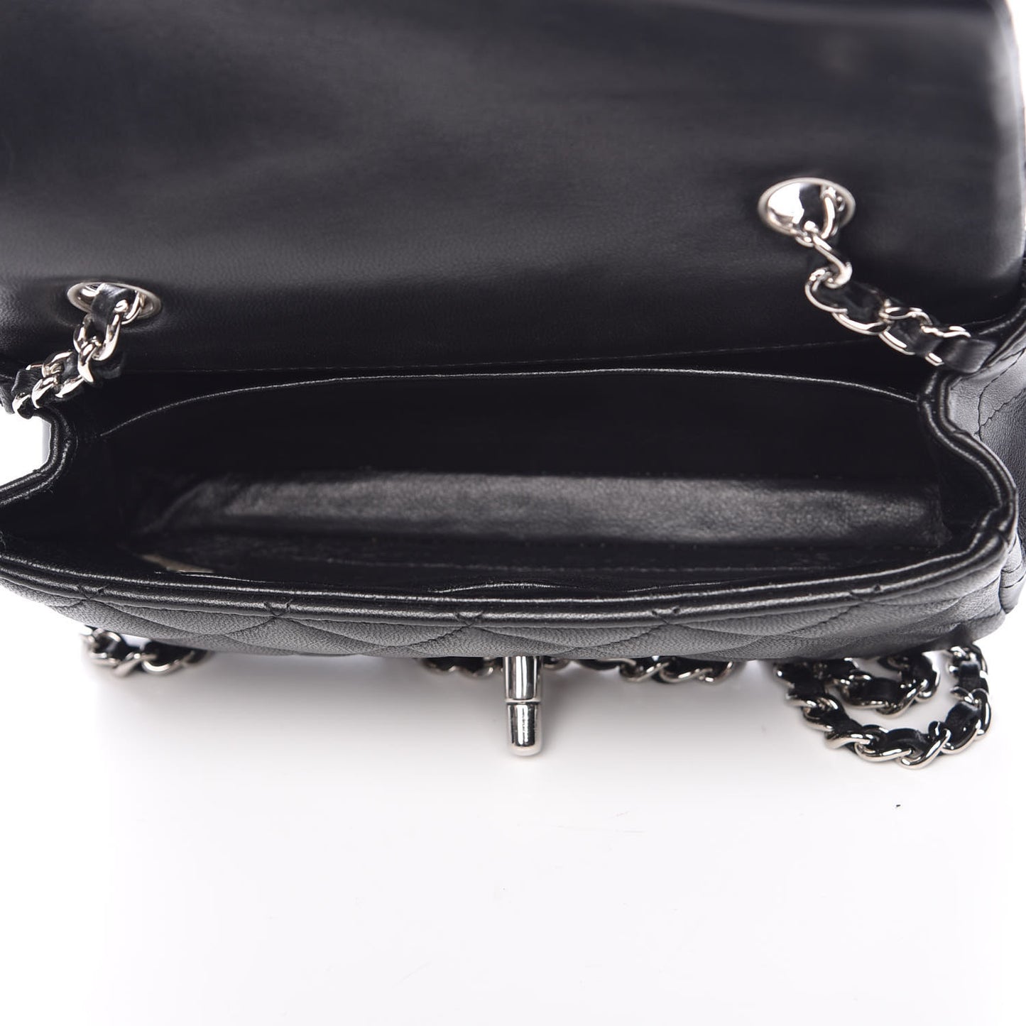 Lambskin Quilted Extra Mini Rectangular Flap Black